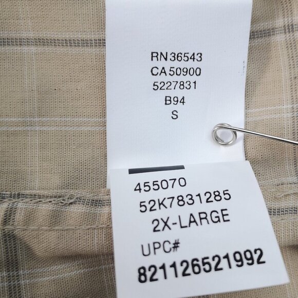 NWT Arrow Men's Size XXL Tan, White, & Grey Plaid Wrinkle Free Shirt - Picture 8 of 11
